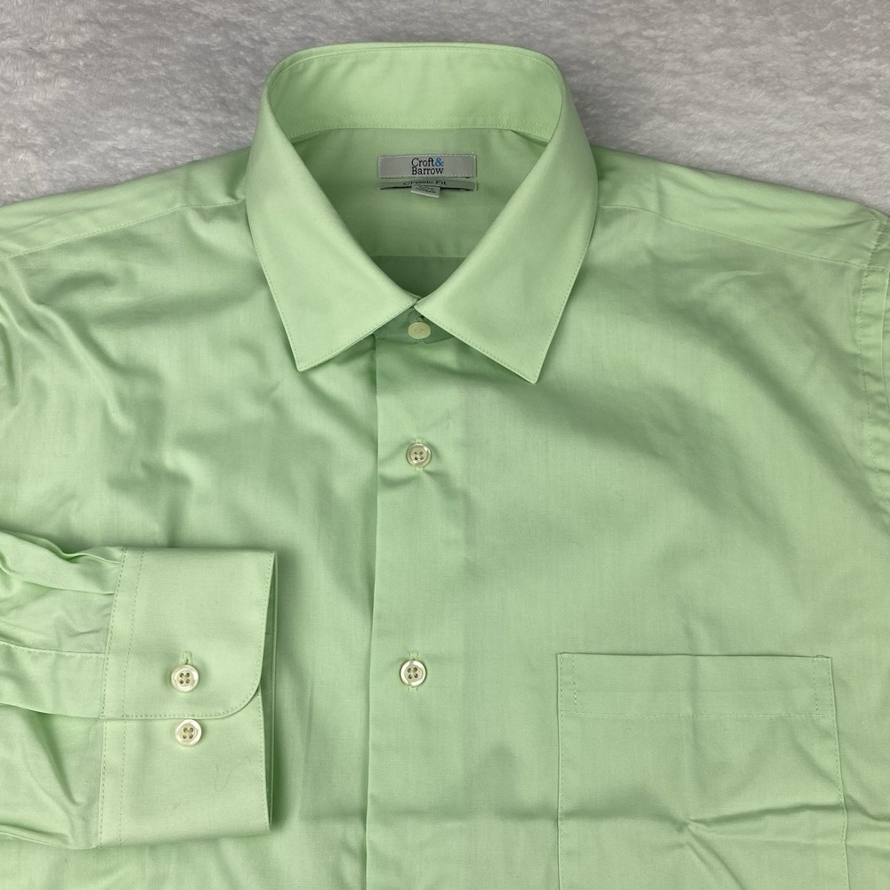 Croft & Barrow Shirt Mens Large 16-16.5/ 34-35 Mint Green Classic Fit NWOT!
